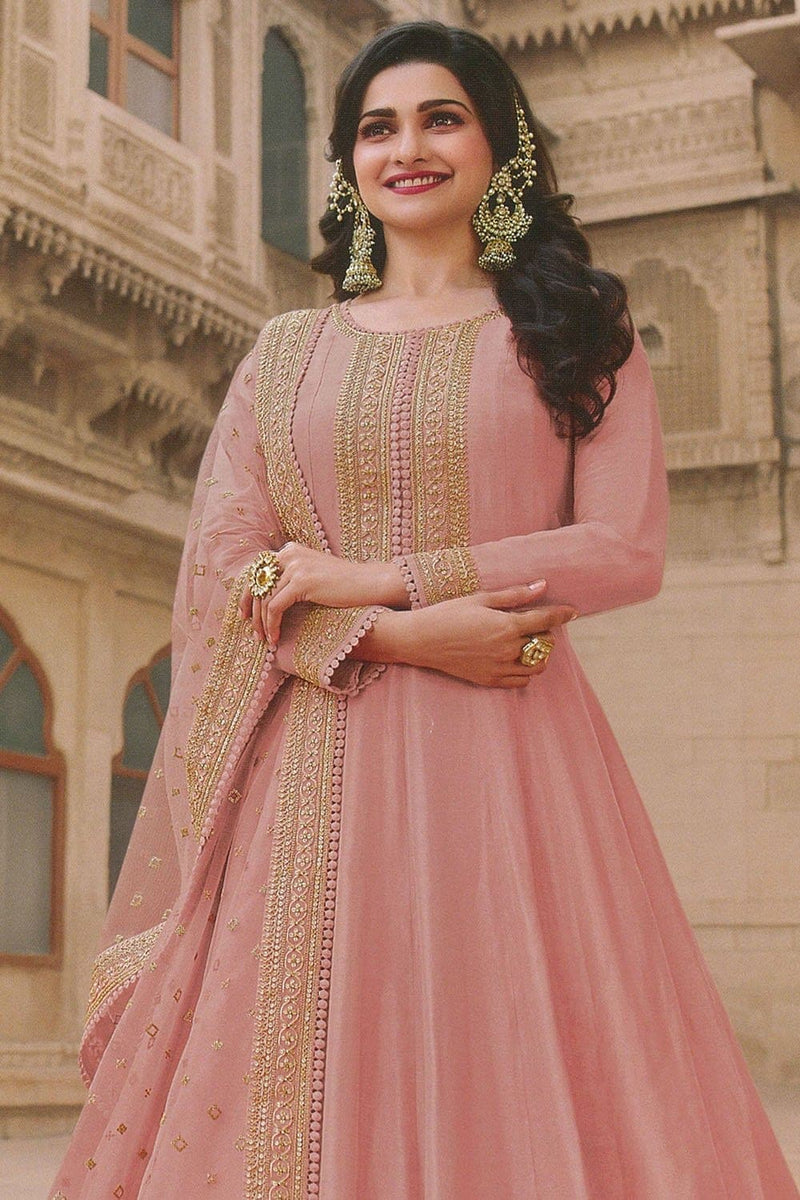 Pink colour clearance anarkali dress