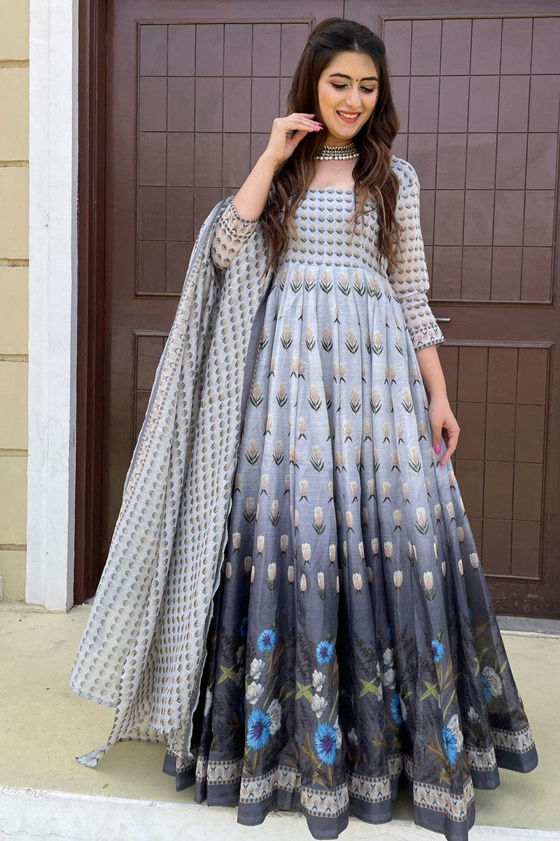 Buy Gray Anarkali Suit online Karagiri Karagiri Global