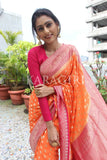 Banarasi Khaddi Georgette Saree RESHMA SHINDE & ANANDITA PAGNIS in Sunrise Orange Khaddi Georgette Banarasi Saree saree online