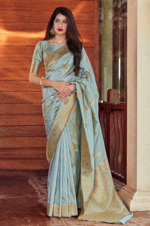 Pastel Blue Soft Silk Saree For Wedding | Kolour