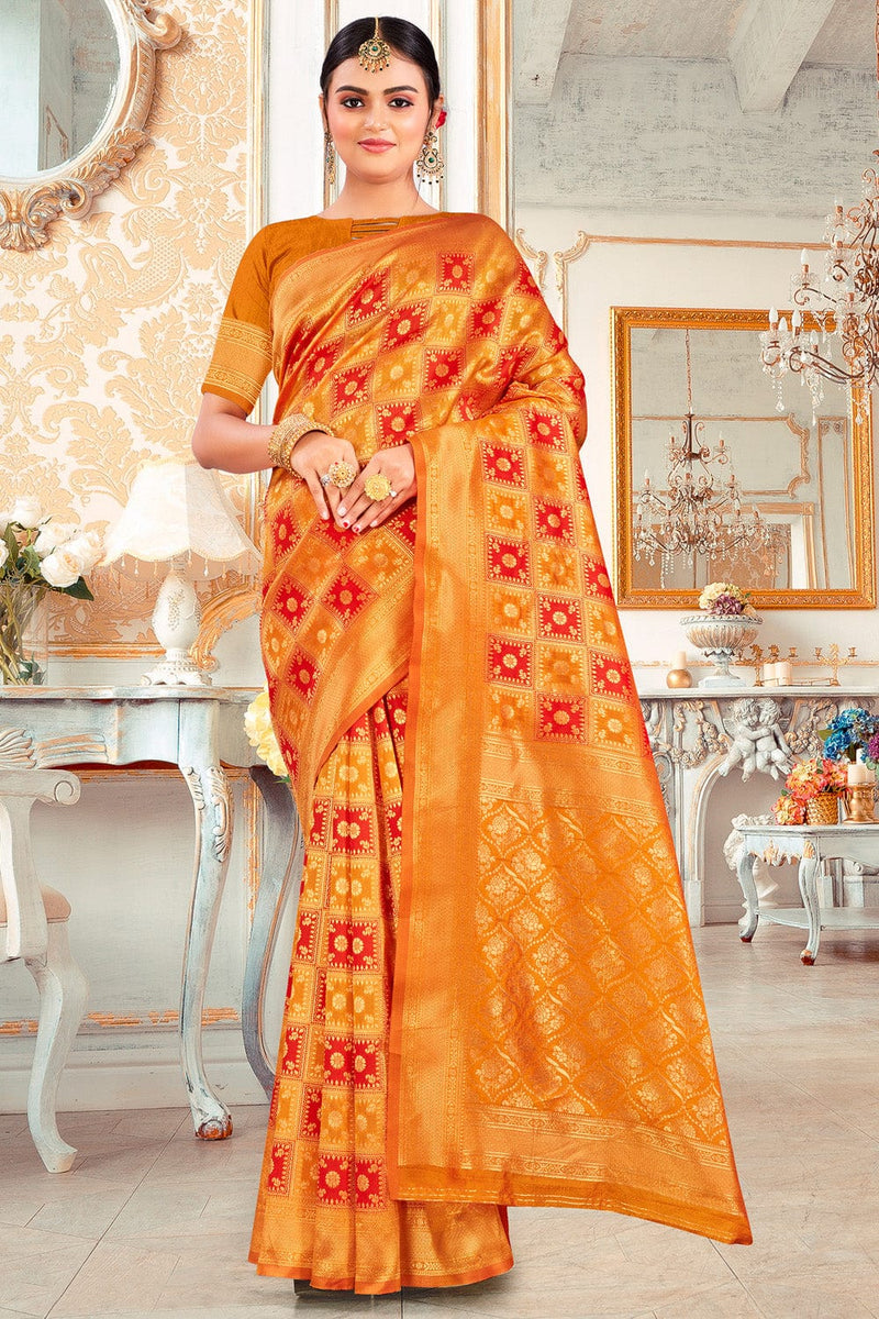 Buy Tulip Orange Banarasi Silk Saree Online Karagiri Karagiri Global 6131