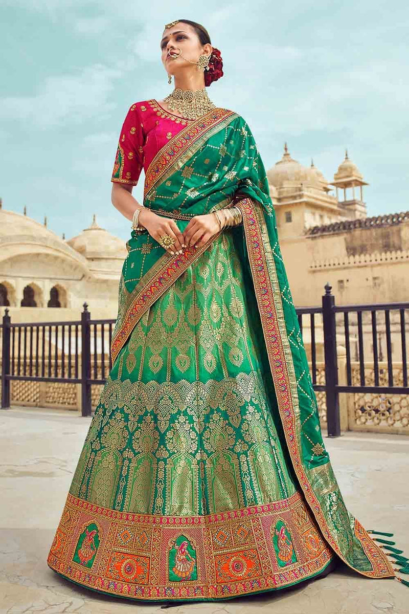 Buy Sheen Green Lehenga Choli online-Karagiri