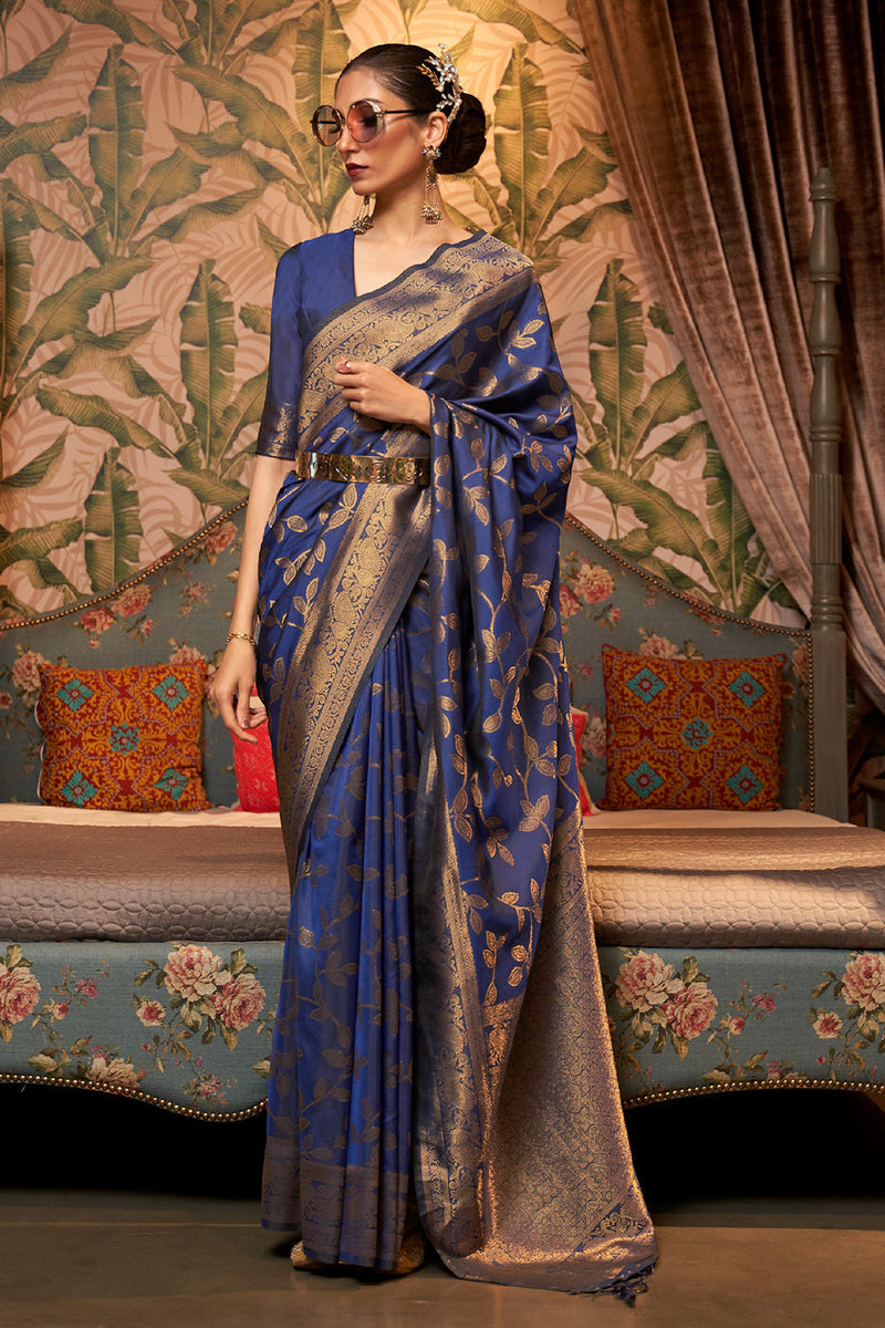 Buy the elegant Admiral Blue Banarasi Saree - Karagiri