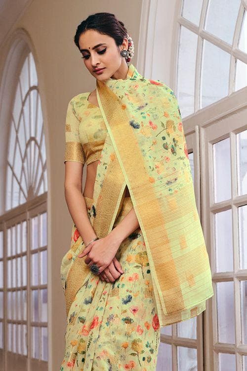 Linen hot sale sarees myntra