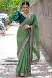 BHARGAVI CHIRMULEY in Emerald Green Organza Designer Saree
