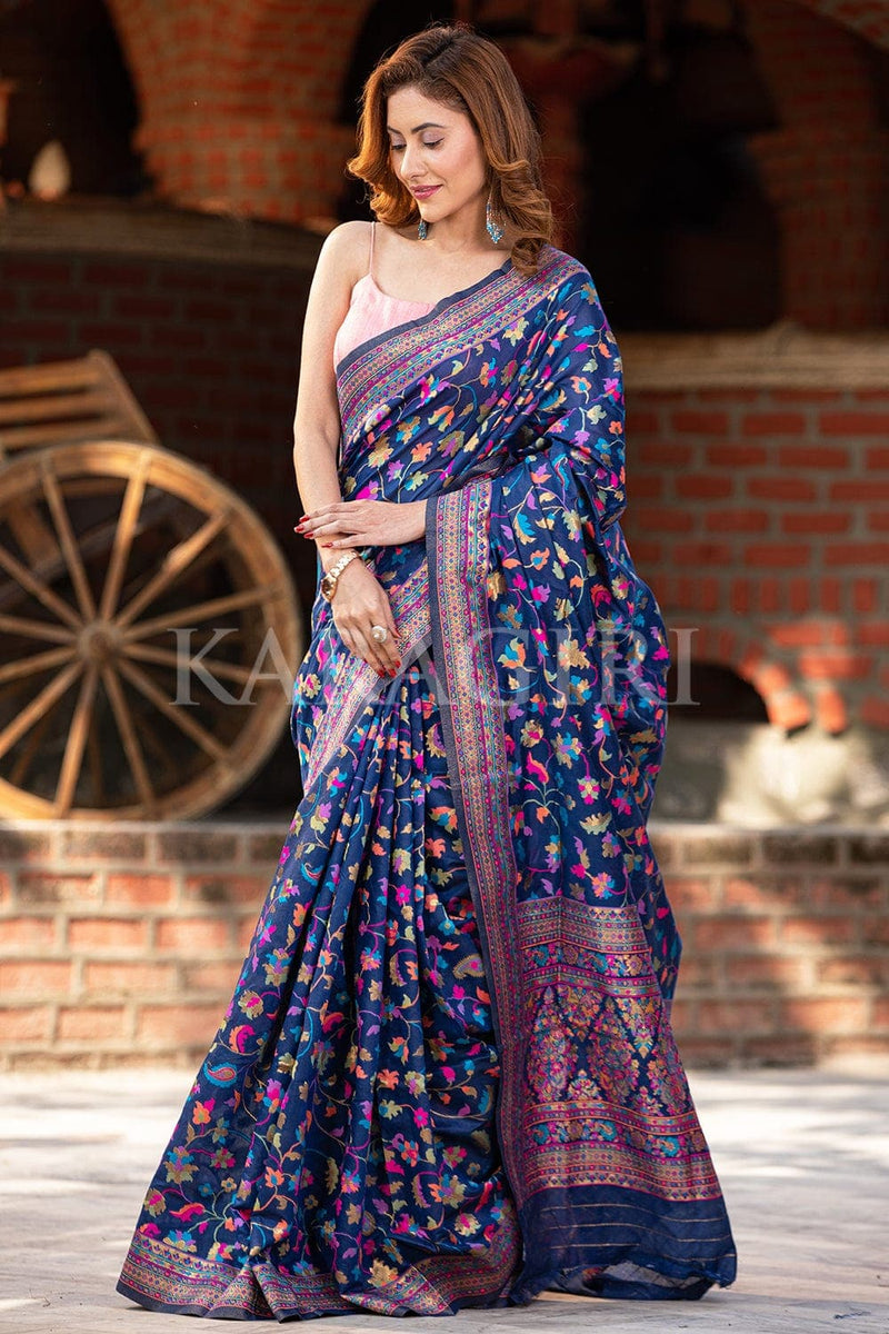 Buy Lapis Blue Silk Saree online-Karagiri – Karagiri Global