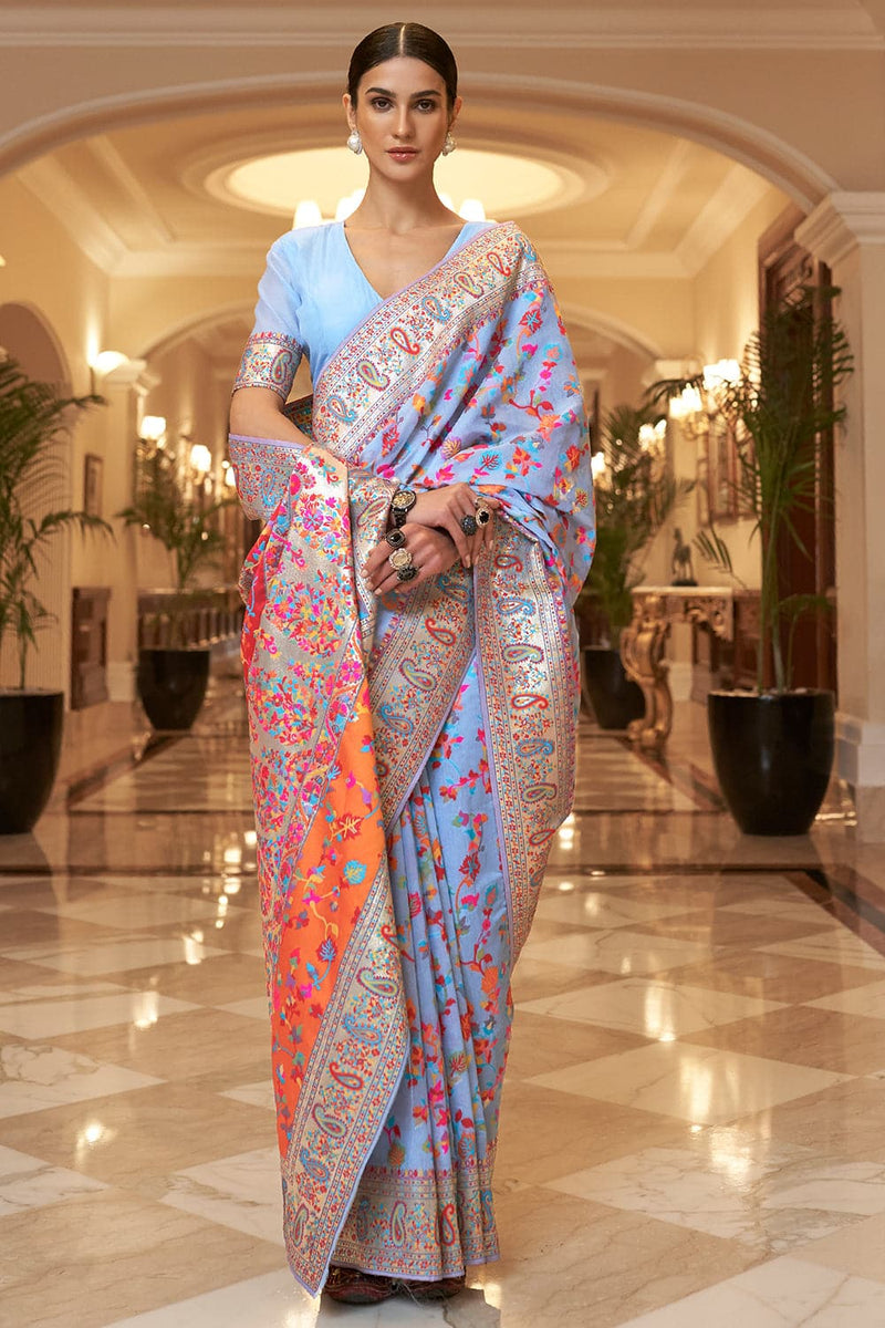 Buy Vibrant Blue Silk Saree online-Karagiri