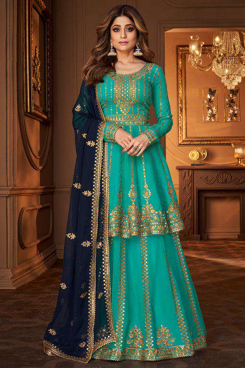 Blue sharara outlet dress