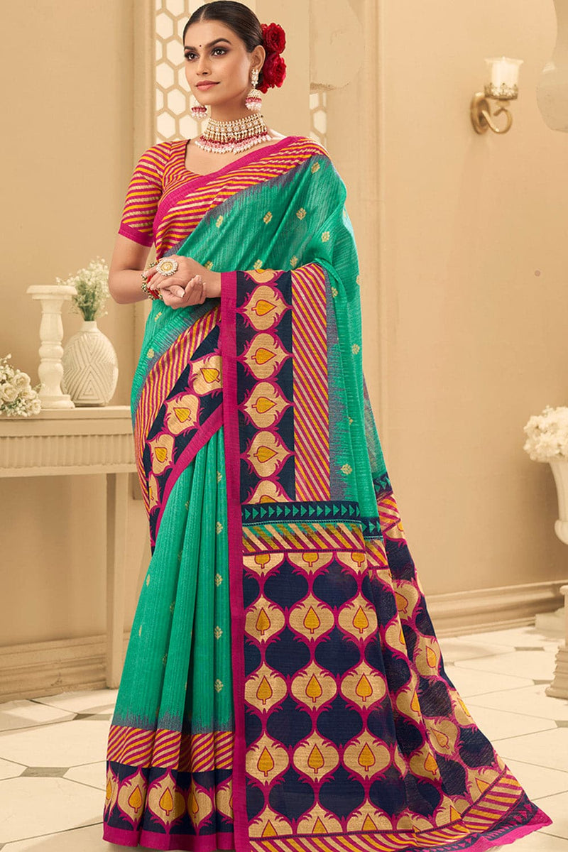 Buy Turquoise Blue Silk Saree online-Karagiri – Karagiri Global