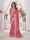 Pink Georgette Saree With Blouse Piece
