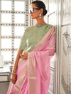 Pink Party Wear Chiffon Saree With Blouse Piece