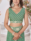 Sea Green Georgette Saree With Blouse Piece