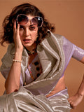 Lavender Kanjivaram Silk Saree With Blouse Piece