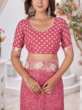 Pink Georgette Saree With Blouse Piece