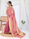 Pink Pure Tissue Silk Banarasi Saree With Brocade Blouse Piece