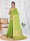 Green Pure Tissue Silk Banarasi Saree With Brocade Blouse Piece