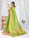 Green Pure Tissue Silk Banarasi Saree With Brocade Blouse Piece