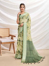 Mintgreen Silk Chiffon Viscose Border Floral Printed Saree Saree With Blouse Piece