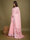 Peach Linen Blend Daily Wear Saree With Blouse Piece