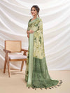 Mintgreen Silk Chiffon Viscose Border Floral Printed Saree Saree With Blouse Piece