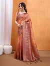 Orange Cotton Blend Saree With Blouse Piece