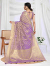 Purple Pure Tissue Silk Banarasi Saree With Brocade Blouse Piece