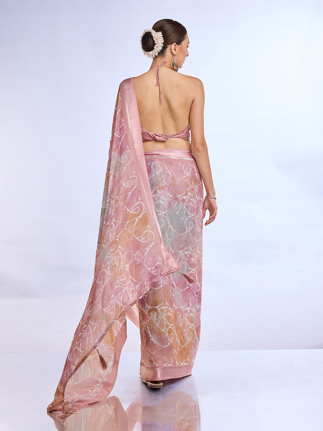 Light Pink Georgette Saree With Blouse Piece