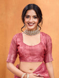 Magenta Cotton Blend Saree With Blouse Piece