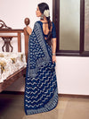Blue  Mulmul Cottons Saree With Blouse Piece