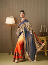Multi Georgette Embroidered Saree With Blouse Piece