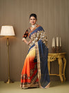 Multi Georgette Embroidered Saree With Blouse Piece