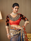 Multi Georgette Embroidered Saree With Blouse Piece