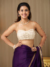 Purple Satin Solid Saree With Blouse Piece