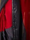 Maroon Chiffon Colourblocked Saree With Blouse Piece
