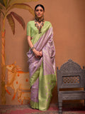 Lavender Color Party Wear Silk Saree With Blouse Piece