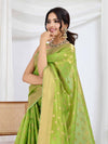 Green Pure Tissue Silk Banarasi Saree With Brocade Blouse Piece