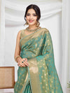 Seagreen Pure Tissue Silk Banarasi Saree With Brocade Blouse Piece