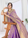 Purple Pure Tissue Silk Banarasi Saree With Brocade Blouse Piece