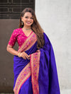Blue Soft Silk Saree With Blouse Piece