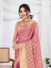 Pink Pure Tissue Silk Banarasi Saree With Brocade Blouse Piece