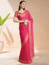 Fuchsia Chiffon Ready To Wear Saree With Blouse Piece