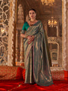 Green Handloom Weaving Silk Saree With Blouse Piece