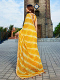 Yellow Georgette Embellished Saree With Blouse Piece