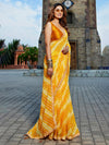 Yellow Georgette Embellished Saree With Blouse Piece