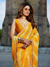 Yellow Georgette Embellished Saree With Blouse Piece