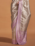 Lavender Kanjivaram Silk Saree With Blouse Piece