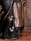 Black Satin Festive Wear Saree With Blouse Piece