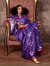 Purple Satin Festive Wear Saree With Blouse Piece