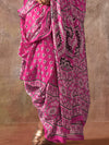Rani Pink Ajarakh Print Satin Georgette Saree With Blouse Piece