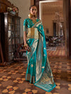 Cerulean Two-Tone Handloom Weaving Silk Saree With Blouse Piece